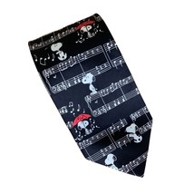 VTG Snoopy Peanuts 100% Silk Tie Music Notes Black White 58&quot;/4&quot; - $350.33 MXN
