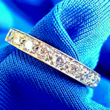 Earth mined Diamond Deco Wedding Band Vintage 14K White Gold Anniversary Ring 6 - $2,583.08 CAD