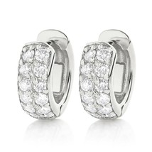 1.00 Ct Simulated Diamond Hoop/Huggie 925 Silver Earrings 2-Row Women&#39;s Day Gift - £105.45 GBP