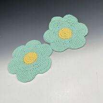 Vintage 2 Handmade crochet Doily Doilies Flower Child Retro 8” - $10.00