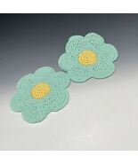 Vintage 2 Handmade crochet Doily Doilies Flower Child Retro 8” - $183.44 MXN