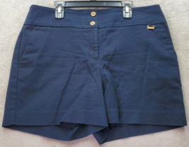 Anne Klein Shorts Women Medium Navy Comfort Fit Flat Front Mid Rise Slash Pocket - £15.94 GBP