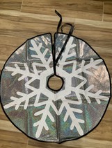 Christmas Tree Skirt 30&quot; Black with Glitter Silver (New) A18 - £15.17 GBP