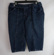 ANA Women&#39;s Dark Wash Denim Bermuda Jean Shorts Size 12 Inseam 16&quot; - $16.82