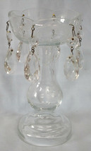 Moser Style Etched Hollow Candle Holder with Crystal drops - £25.54 GBP