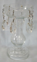 Moser Style Etched Hollow Candle Holder with Crystal drops - £24.57 GBP