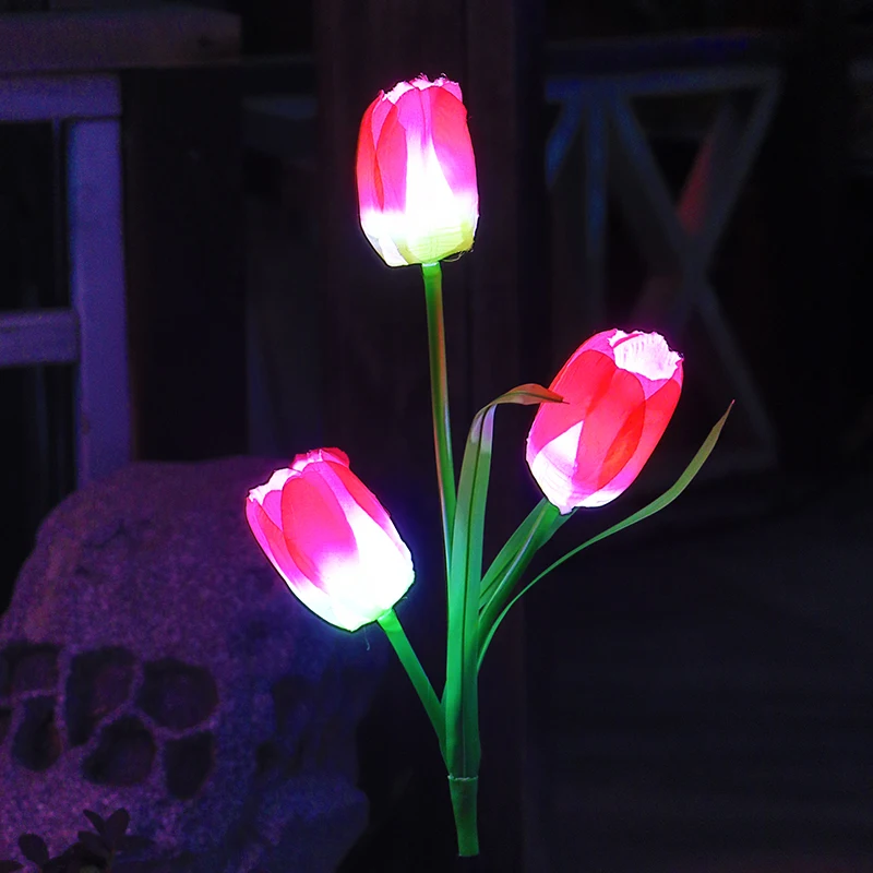 Solar  Tulips Lamp Outdoor Garden Decoration Flower Lamp Balcony scape Lamp  Chr - £108.91 GBP