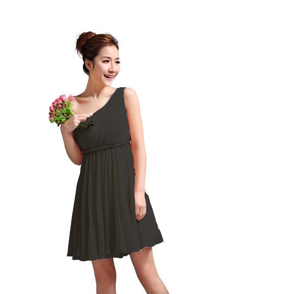 Kivary Women's Short One Shoulder Sash Bridesmaid Dresses Black US 10