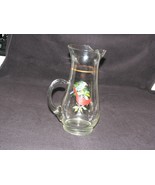 VINT. Water Pitcher, Hand Blown and painted Bird Picture. Pinched Spout ... - $16.83
