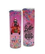 Life Is Better With A Dog Black Pitbull Colorful Skinny Tumbler 20oz Gif... - £21.76 GBP