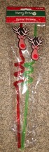 Pack of 2 Reindeer Green/Red Christmas Spiral Drinking Reusable Straws - $2.99