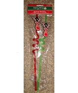 Pack of 2 Reindeer Green/Red Christmas Spiral Drinking Reusable Straws - $2.99