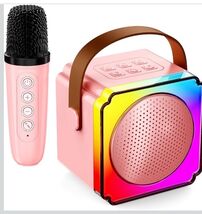 Karaoke Machine, Portable Speaker with Microphones, Birthday Pink - 1 Mic - $22.14 CAD