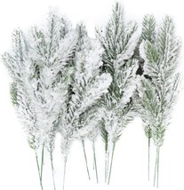 12 Pcs. Snowy Artificial Pine Needles Branches Twigs 9&quot; Fake Frosted Pine Picks - £23.58 GBP