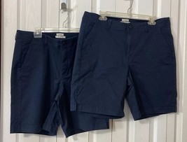 Womens Sz 16 LL Bean Favorite Fit Navy Blue Chino Shorts Flat Front Set ... - $462.76 MXN