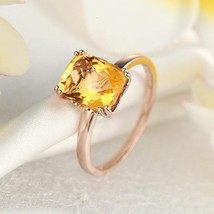 14K Rose Gold Citrine Engagement Ring /Yellow citrine dress ring/ promise ring - £588.56 GBP