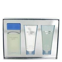 Dolce &amp; Gabbana Light Blue Perfume 3.3 Oz Eau De Toilette Spray 3 Pcs Gift Set - £96.61 GBP