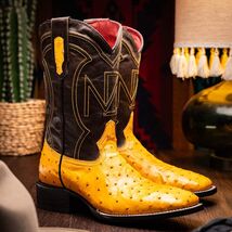 Marco Di Milano Genuine Ostrich Skin Cowboy Boot Alabama Buttercup image 2