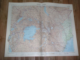 1956 Vintage Map Of Kenya Uganda Burundi Rwanda Lake Victoria Kilimanjaro Africa - £31.72 GBP