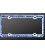 Triple Row Blue Crystal License Plate Frame – Hand-Inlaid, Premium Quality - $35.30 CAD