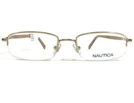 Nautica N7071 710 Eyeglasses Frames Brown Gold Rectangular Half Rim 48-18-135 - $41.86