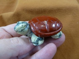 (Y-TUR-LAT-736) red + green serpentine TURTLE tortoise 2 piece gemstone FIGURINE - £18.66 GBP