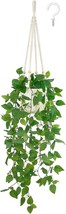 Ivory (Pothos) Mkono Fake Hanging Plant With Pot, Artificial Plants For ... - $24.45