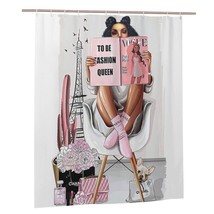 African American Shower Curtain Fashion Pink Motivational Black Queen Girl Showe - £40.97 GBP