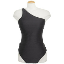 RALPH LAUREN Black Ottoman Shimmer Stripe One Shoulder Swimsuit - £46.92 GBP