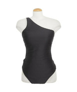 RALPH LAUREN Black Ottoman Shimmer Stripe One Shoulder Swimsuit - £47.54 GBP