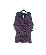 Women&#39;s Calvin Klein V-Neck Purple and Black Floral Print Dress Size 10  - £23.71 GBP