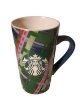 Starbucks Ceramic Mug Coffee Tea Cup 16 oz Grande Green Plaid 2020 Holiday - £13.64 GBP