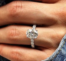 Beautiful Engagement Ring 2.45Ct Oval Cut Diamond Solid 14k White Gold in Size 6 - £208.36 GBP