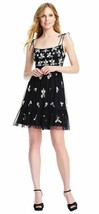 Adrianna Papell Beaded Floral Cocktail Dress w/ Self-Tie Spaghetti Straps Nwt 4 - £24.83 GBP