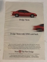 1990s Dodge Neon Vintage Print Ad Advertisement pa16 - £5.27 GBP