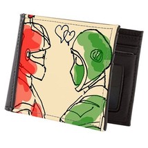 Toy Robots in Love Cartoon Art Leather Bifold Wallet - $39.99