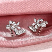1.50Ct Round Cut CZ Moissanite High Heel Stud Earrings 14K White Gold Plated - £88.87 GBP