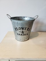 Galvanized Metal Flower Pot Handled Bucket FLOWERS AND GARDEN - Used - £6.05 GBP