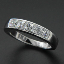 Princess-Schliff 1,25 kt Diamant Ehering massiv 14 kt Weißgold simuliert... - $265.36