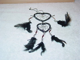 DREAMCATCHER WITH SHELLS HEART SHAPED BLACK COLOR 2 RINGS ( SMALL ) - $8.73