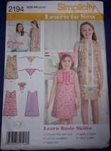 Simplicity Child’s &amp; Girl’s Dress Scarf &amp; Headband Size 3-6 #2194 Uncut - $5.99