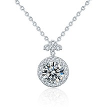 Halo Round 1Ct Moissanite Leaf Clover Bale 925 Sterling Silver Pendant Necklace - £73.77 GBP