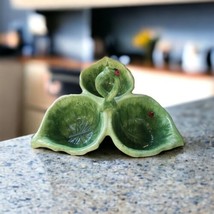 Pier 1 Imports 3 Section Ceramic Green Leaf Serving Dish w/ Handle - Ladybug - £18.14 GBP