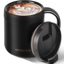 Hot &amp; Cold Insulated Coffee Mug with Lid, for Home and Office 350 ML, Black - £13.74 GBP