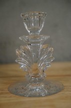 Vintage Crystal Fostoria Baroque Glass Candlestick MEADOW ROSE Etch Pattern - £16.77 GBP