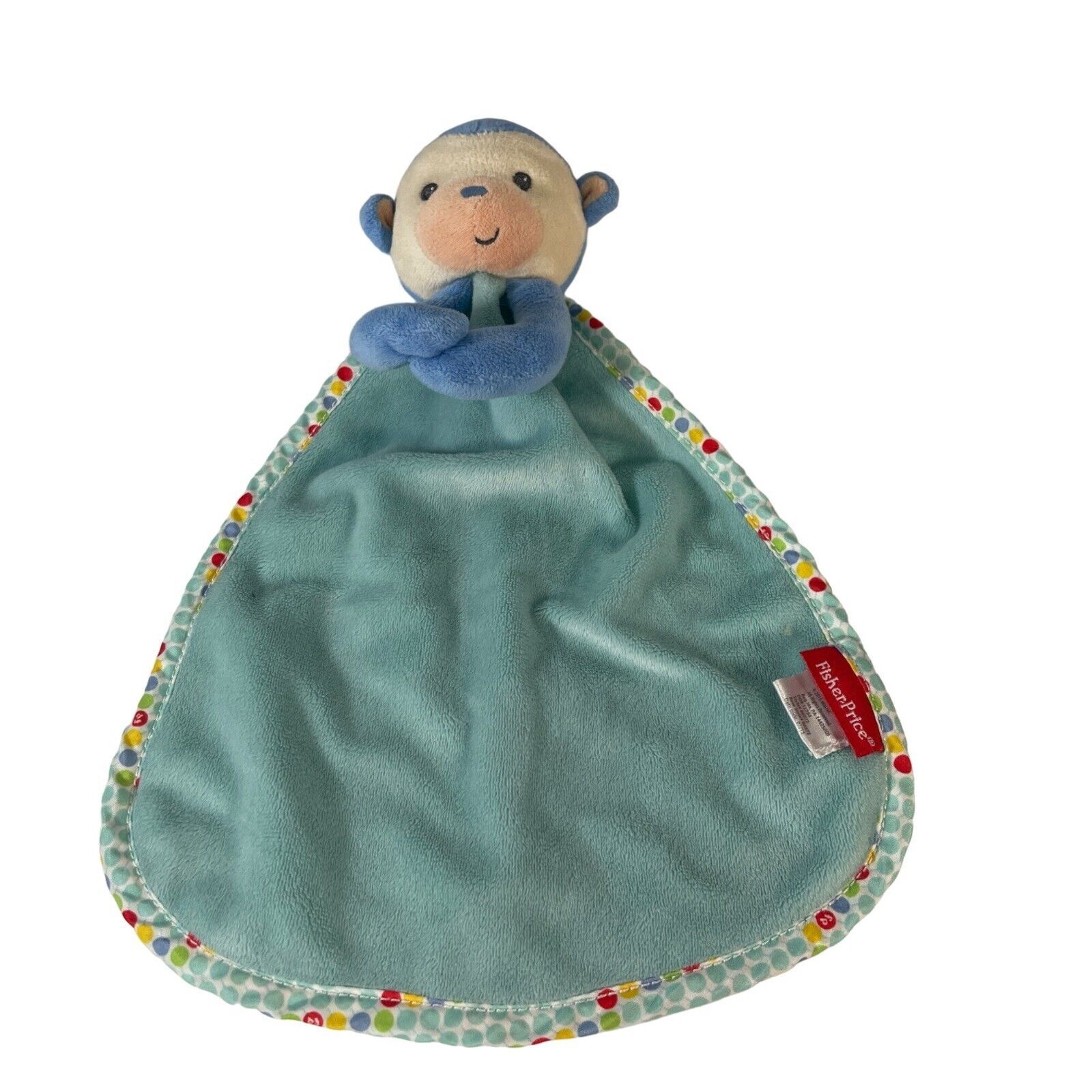 FISHER PRICE BLUE MONKEY SECURITY BLANKET RATTLE LOVEY - $9.89