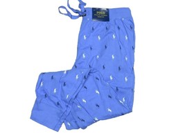 Polo Ralph Lauren Men&#39;s Blue All Over Pony Jersey Sleep Jogger Pants L NWT - £25.39 GBP