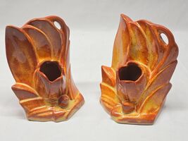 NM NELSON MCCOY USA Pottery Rustic Glaze LILY BUD Candleholder Planter B... - $91.36 CAD