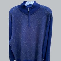 JOS.A.BANK MENS SIGNATURE COLLECTION MERINO WOOL BLUE ARGYLE PULLOVER SW... - £30.81 GBP