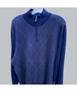 JOS.A.BANK MENS SIGNATURE COLLECTION MERINO WOOL BLUE ARGYLE PULLOVER SW... - £30.28 GBP